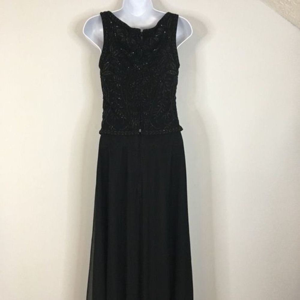 Tadashi Shoji Evening Gown 2 PC Beaded Sz 4 Black Special Occasion Maxi Dress - Picture 8 of 13